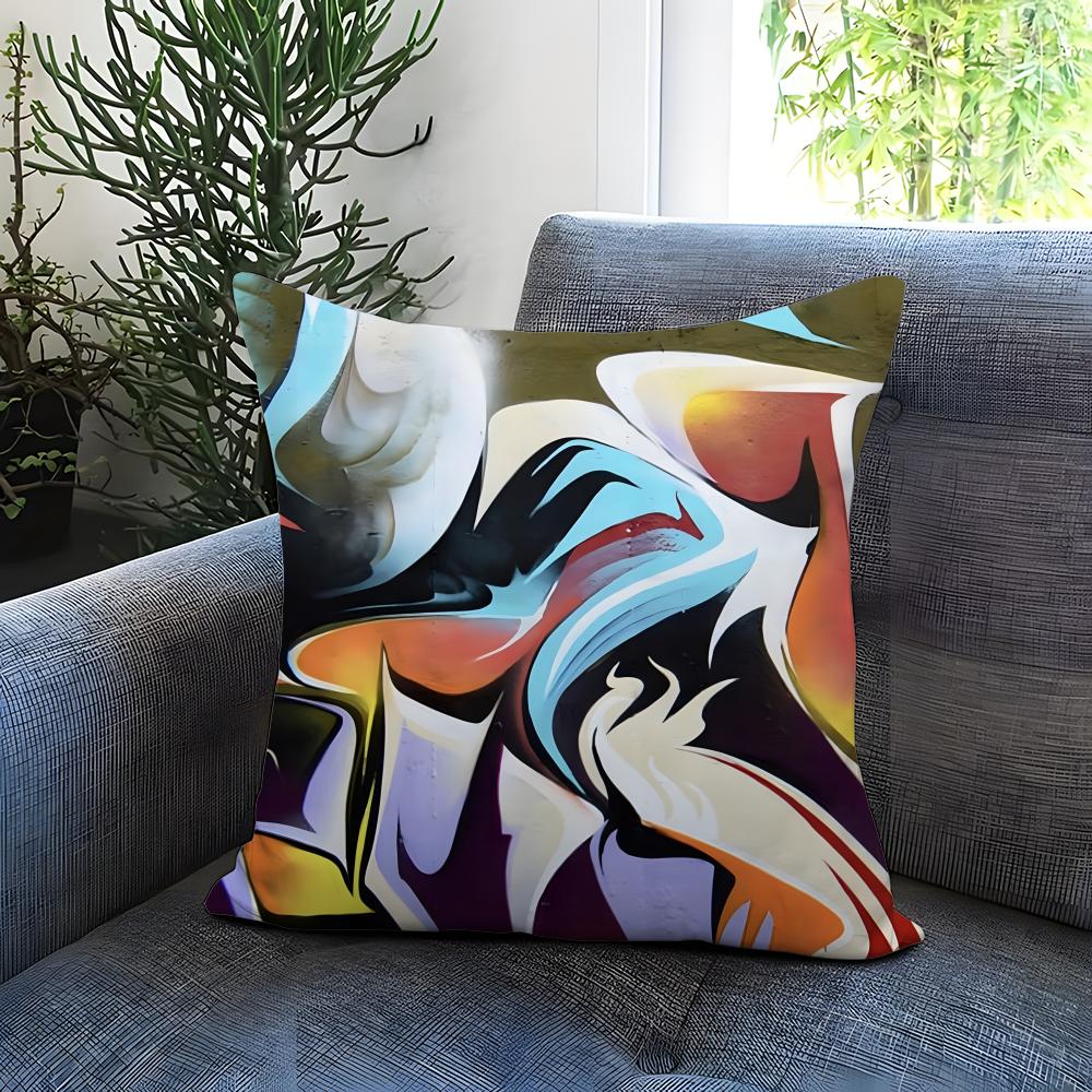 Street Graffiti Texture Cushion Cover Comfortable Reversible Pillow Cover Ideal for Car Sofa Bedroom  Beyond