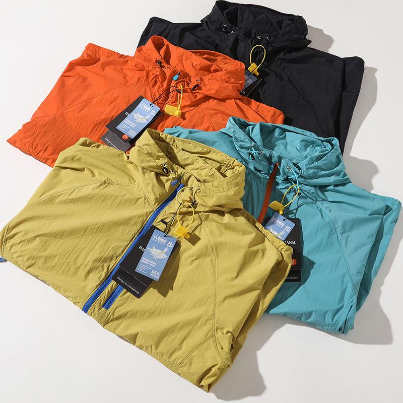 Outdoor Hooded Jacket Couple Matching Summer Sports Wear Men's Style Two-Way Zipper Waterproof Running Clothes