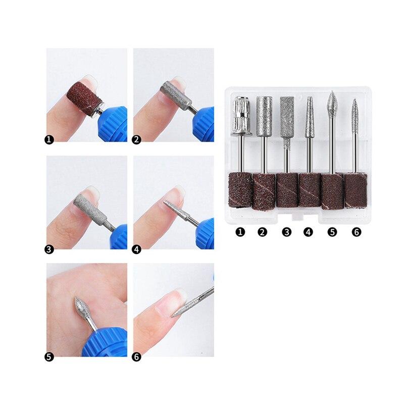 White Electric Nail Drills Kit Remove Polisher Manicure Pedicure 6pcs File Sanding Bands Machine Art Equipment for Salon