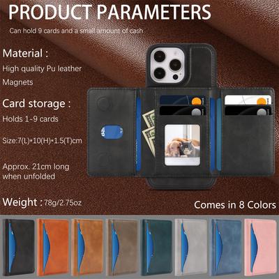 Magnetische 2-in-1 Hülle mit Geldbörse für iPhone 12 - 17, Stoßfest & RFID-Schutz, 9 Kartenfächer & Ständer