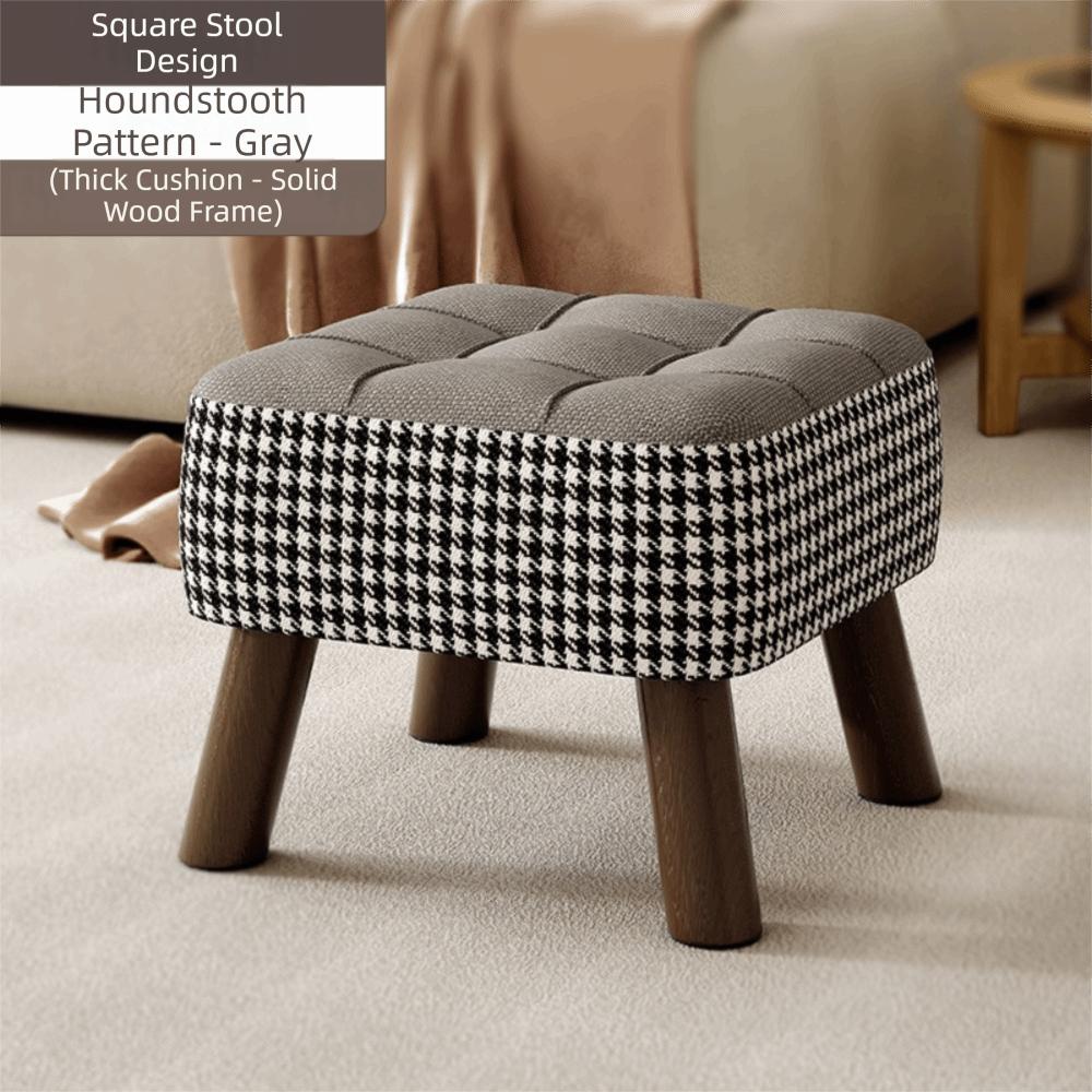 Sturdy Wooden Legs Low Stool Soft Upholstered Seat Cream Style Ottoman Ottoman  Daily Home Use