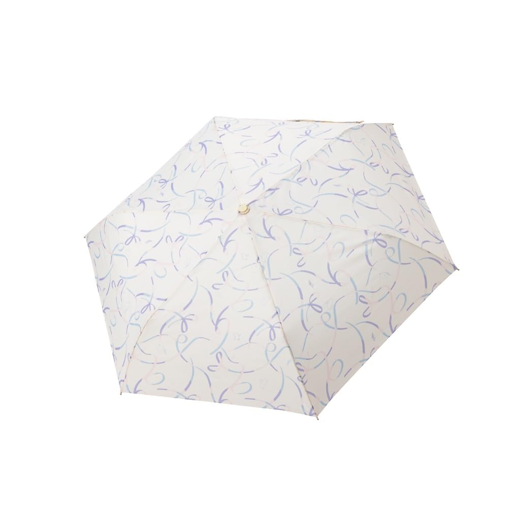 Aquas Hack Folding Automatic Ribbon Brand Umbrella, Open/Close, Pattern, Name, Fiberglass, Durable, Women's, 54cm, 10002056, Off-White