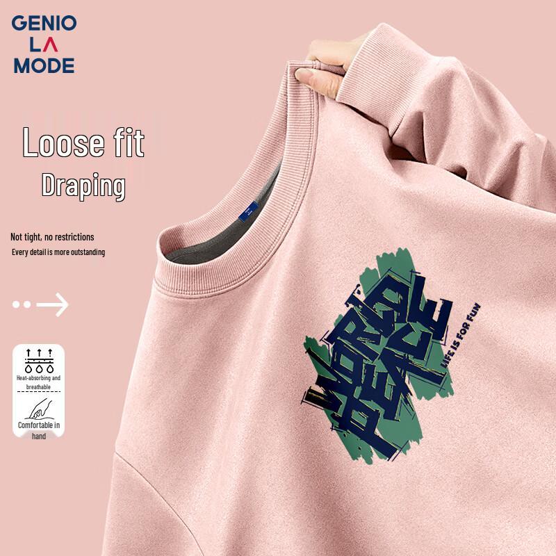 

GENIOLAMODE Men s Heavyweight Suede Fleece Round Neck Pullover Sweatshirt 3XL