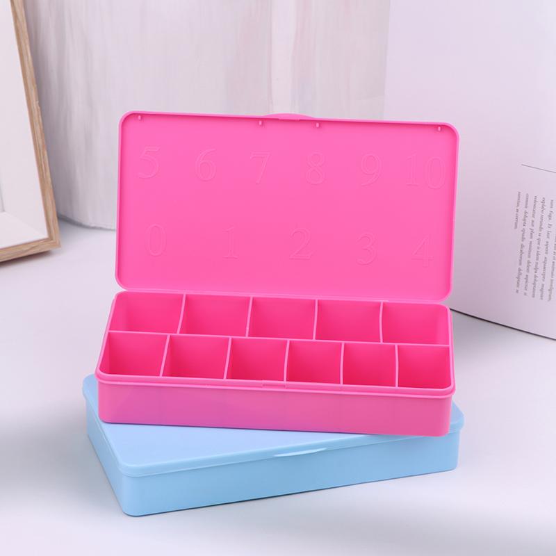 Fake 2 Size Nail Box Nail Tip Empty Box Multicolour Nail Art Case Container Box Acrylic Storage Case 11 Grids Tool
