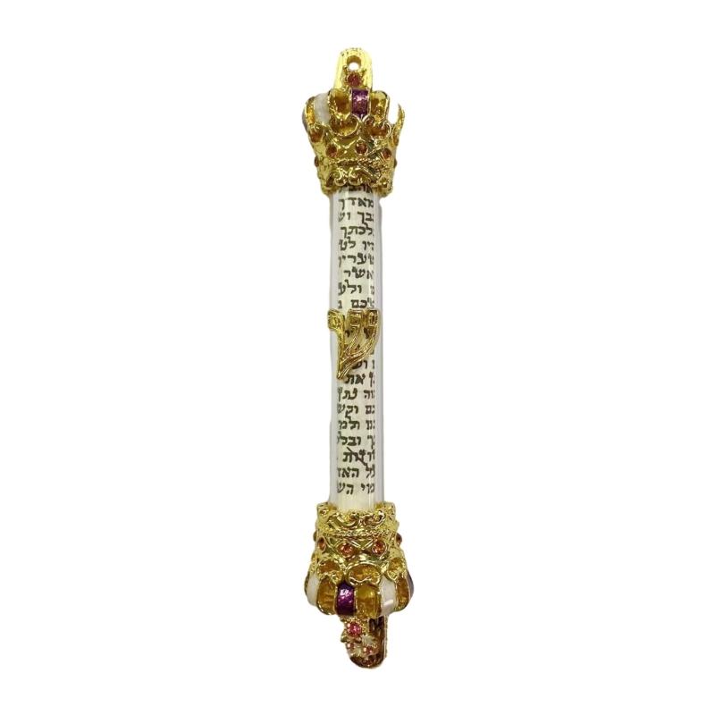 Bible Crowns Scroll Door Mezuza Home Gift Mezuzah Front Decor Jewish Gifts Women Wedding Metal Case Side Religious