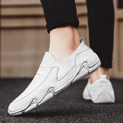 New Autumn Men's White Sneakers Low-top Men Loafers Shoes Soft-soled Leather Shoes Driving Shoes Sapato Masculino Mocassin Homme