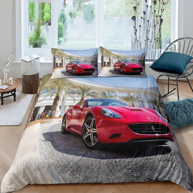 Sports Car Luxury Bedding Set Down Duvet Bedroom Bed Cover Single and Double King Size Quilt Cover Home Textiles 2/3pcs