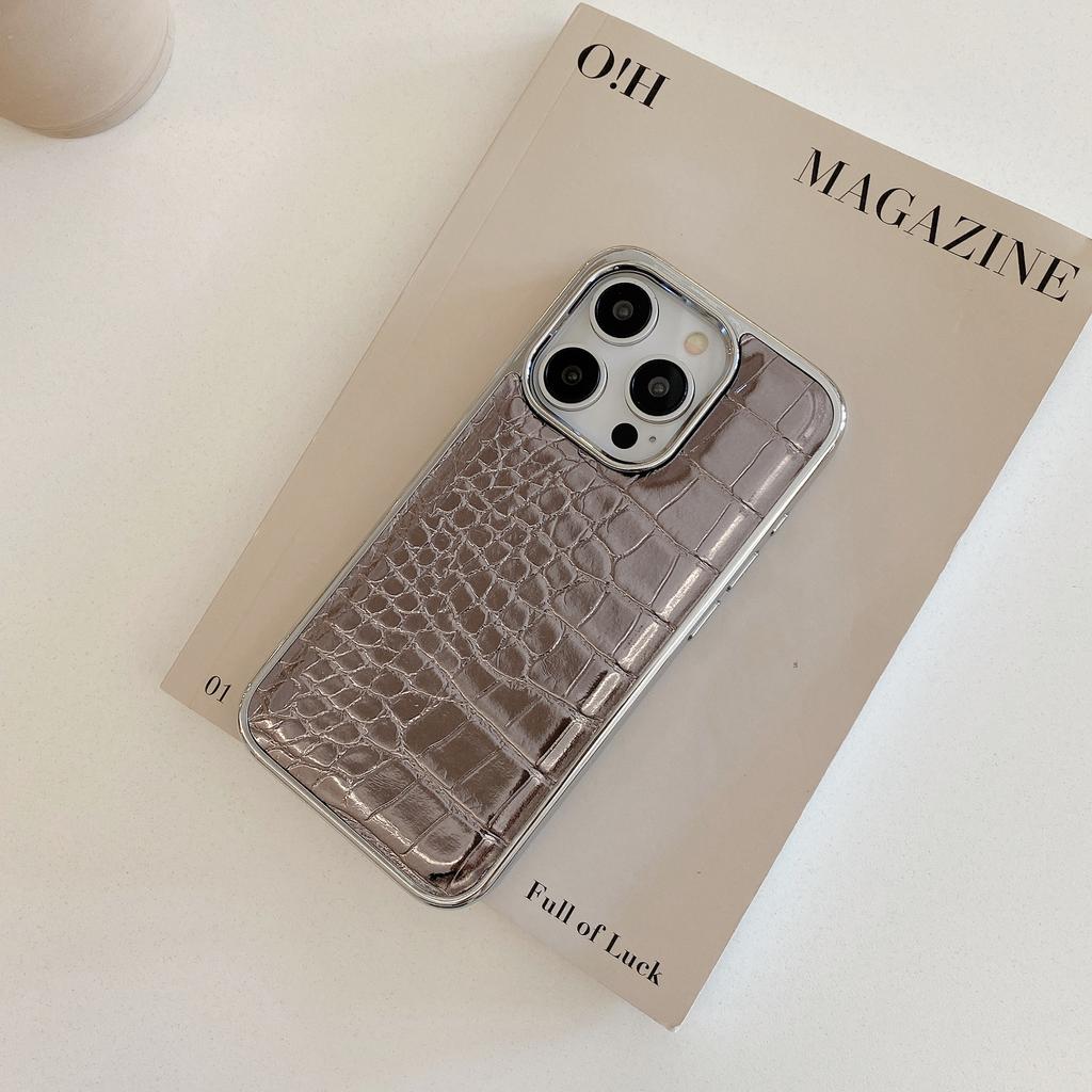 Geeignet für Das Bunte Krokodilhautmuster Apple 16promax Handyhülle 14 Galvanisierte IPhone15 Schutzhülle für Frauen