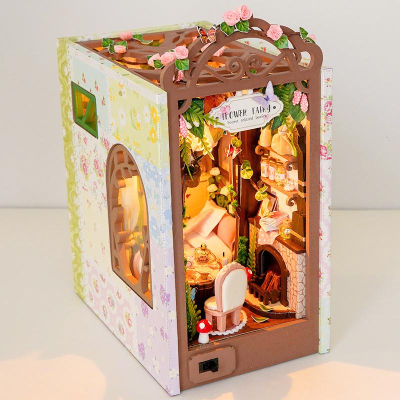 DIY Buch nook Einsatz-Kits Haus Holz Bücherregal Einsatz Modell Puppenhäuser 3D Puzzle Bauen Heimdekoration Spielzeug Für Kinder Geschenke