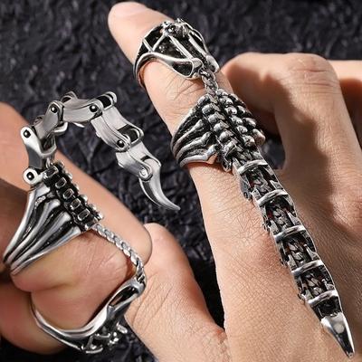 Taşınabilir Akrep Yüzük Punk Takı Parmak Ucu Oyuncak Stres Giderici Vintage Gotik Parşömen Zırh Eklem Metal Kaya Tam Parmak Yüzükler