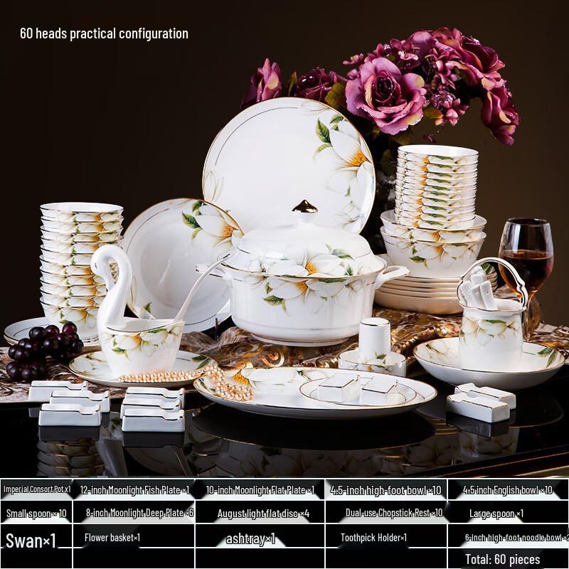 JANLA Jingdezhen Lily Ceramic Dinnerware Set