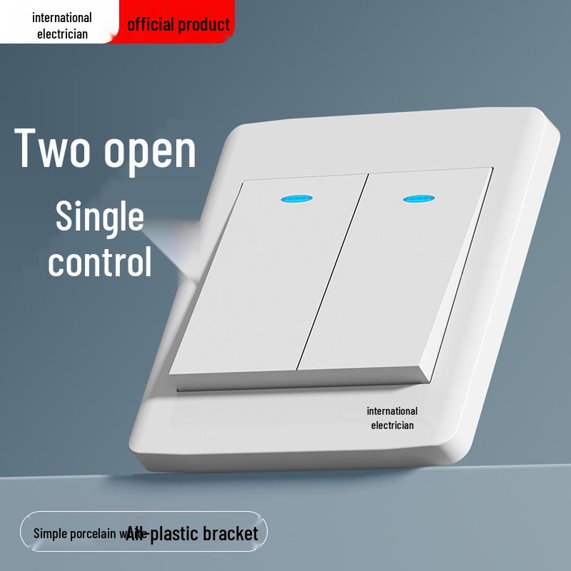 Gold 86 Typ Elektrische Nachttischlampe Wandschalterpanel mit Einzel-/Doppelsteuerung und Fünflochsteckdose