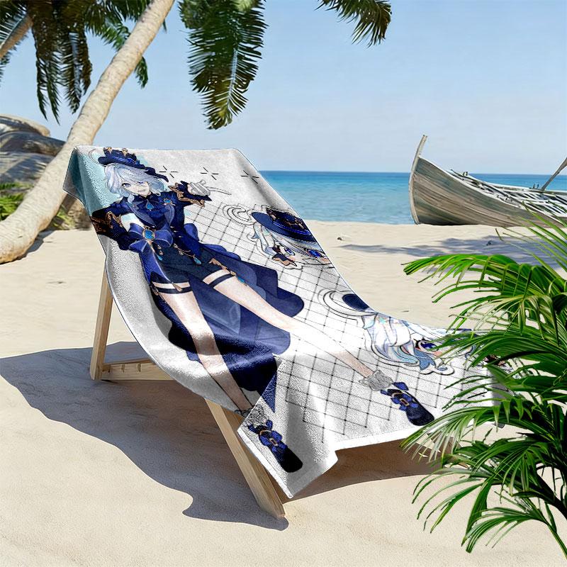 Genshin Print Beach Towel, Large Soft Quick Dry Towel for Beach Camping Swimming