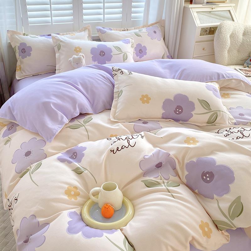Bed Sheet Bedding Four-piece Set Thickened Brushed Quilt Cover Bed Dormitory Bedding Quilt Cover