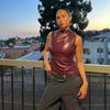 Sleeveless Asymmetrical Hem Leather Mock Neck Top – Women's European/American Style, 2026 Spring/Summer Collection