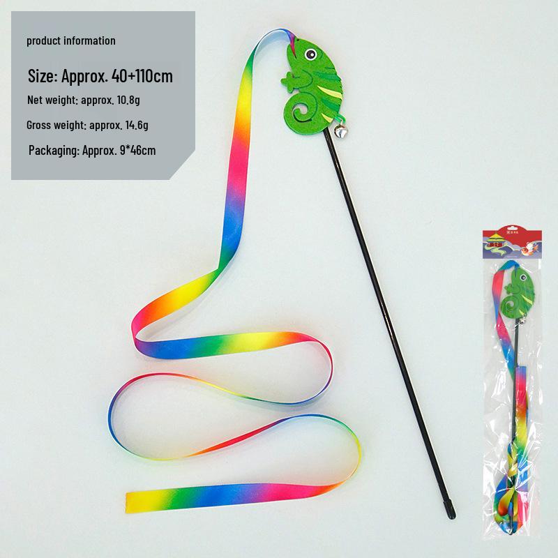 Color-Changing Ribbon Cat Teaser Stick Toy 40cm + 110cm