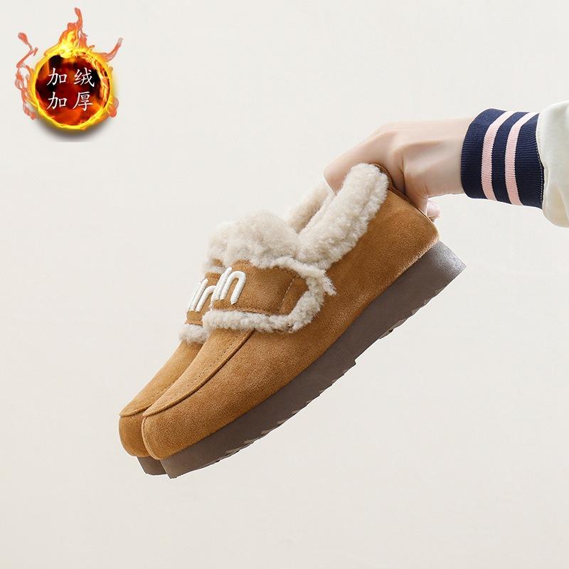 Velvet Cotton Shoes Girls 2024 New Winter Thickened Warm Retro Brown Cotton Shoes Platform Snow Boots BR092
