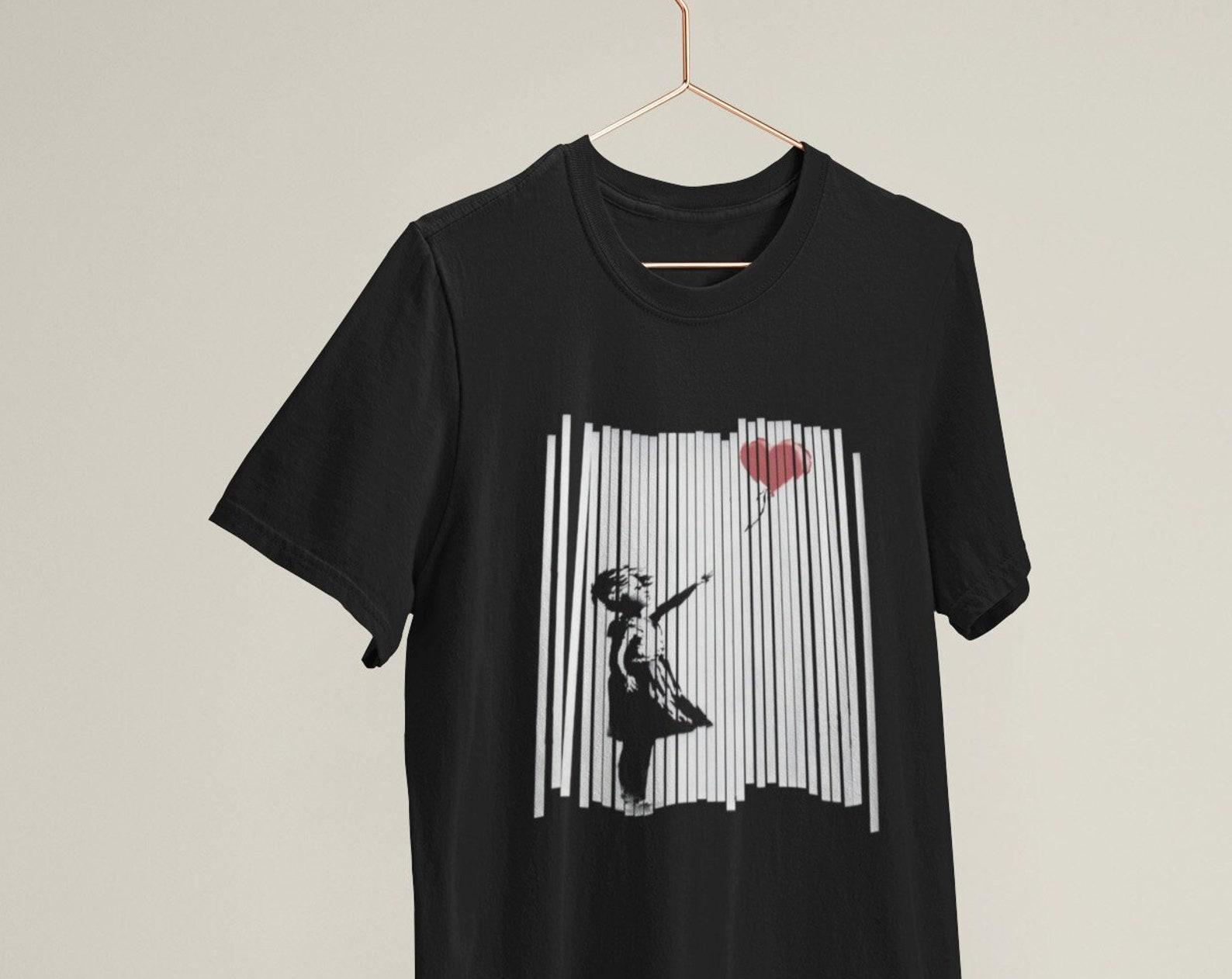 Banksy Girl with Balloon T shirt: Shredded Street Art Print XL