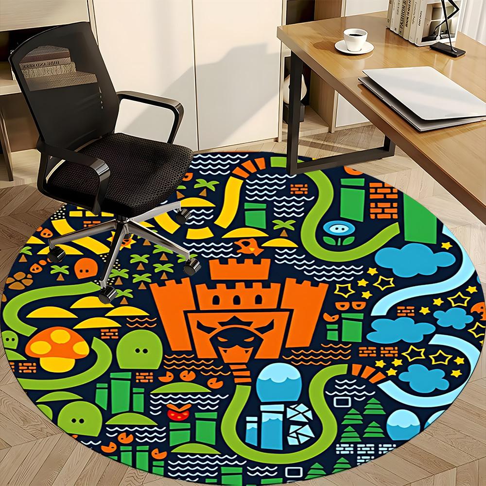 1 runder Teppich „Fantasy World“ für Büro und Wohnbereich, geeignet als Fußmatte für den Innenbereich, unter Bürostühlen, im Schlafzimmer, Wohnzimmer oder als Raumdekoration.