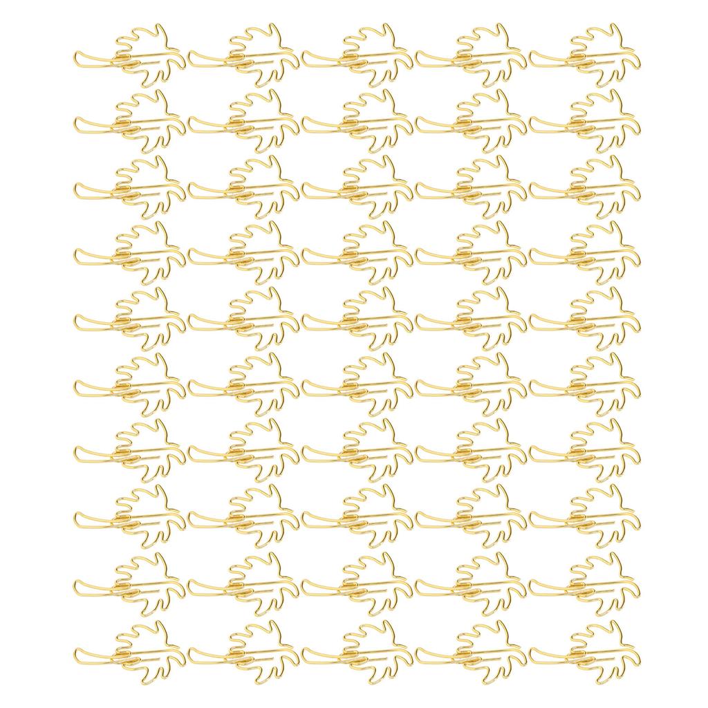 50 Pcs Paper Clips Portable Mini Cute Golden Coconut Tree Shape Paper Clips File Classification