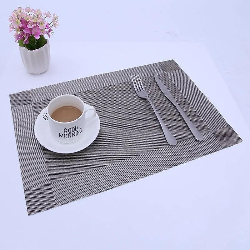 Set of 2 / 1pc PVC Washable Placemats for Dining Table Mat Non-slip Placemat Set In Kitchen Accessories Cup Coaster Wine Pad