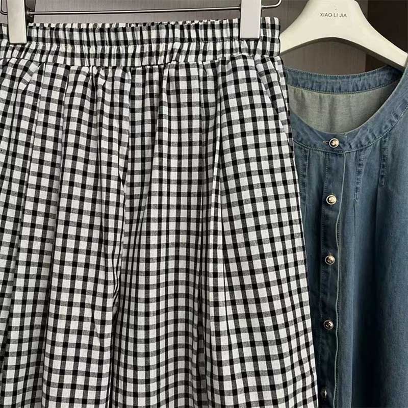 Women Suit 2PC Set Cotton T-shirt and Pants Sleeveless Shirt Denim Jean Oversize Loose Casual Summer Suit Two Pieces Top Pants
