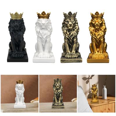 Pryskyřičná figurka koruny lvího krále, elegantní stolní dekorace 14,5 cm, řemeslná výroba pro domácí kancelář a jídelnu