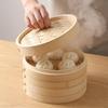 2-Laags Bamboe Stoommandjes Dumpling Stoommandjes Thuisgebruik Grote Capaciteit met Deksel Broodjes Herbruikbaar Rond