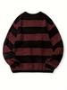 Men's Retro Wool Knitwear: Color Block Striped, Round Neck, Soft & Cozy, Loose Fit, Autumn/Winter Edition.
