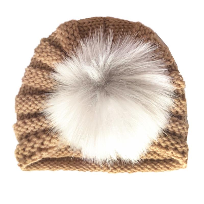 New Autumn and Winter Children's Warm Wool Hat, Baby Ear Protector Pullover Hat, Baby Hairball Hat Indian Hat