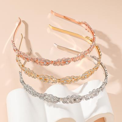 Thin Headband for Women Rhinestone Hair Accessory Slim Sparkle Bridal Wedding Daily Wear Elegant Headpiece