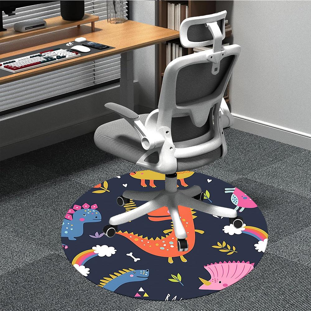 

1PC Dinosaur Illustration Chair Carpet for Office, Indoor Non-Slip Washable Carpet, Soft Comfortable Mat For Office Room yy250930271 80cm by 80cm
