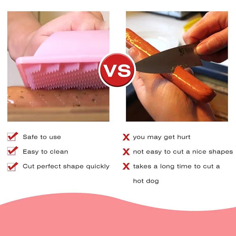 1Pc Hot Dog Slicing Hot Dogs Cutter Tools Barbecue Sausage Plastic Slicers for BBQ Outdoor Camping Grill Kitchen Gadget