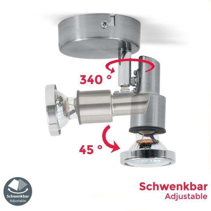 Plafonnier LED - B.K.Licht - Aurel 1 - 1 Spot Orientable - IP44 - 5W GU10 - 400 Lumen