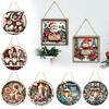 Winter Home Ornaments Christmas Wooden Hanging Sign, Gnome Snowman Angel Candle 2D Wood Plaque, Entrance Sign Vintage Xmas Wall Door Hanger for Porch