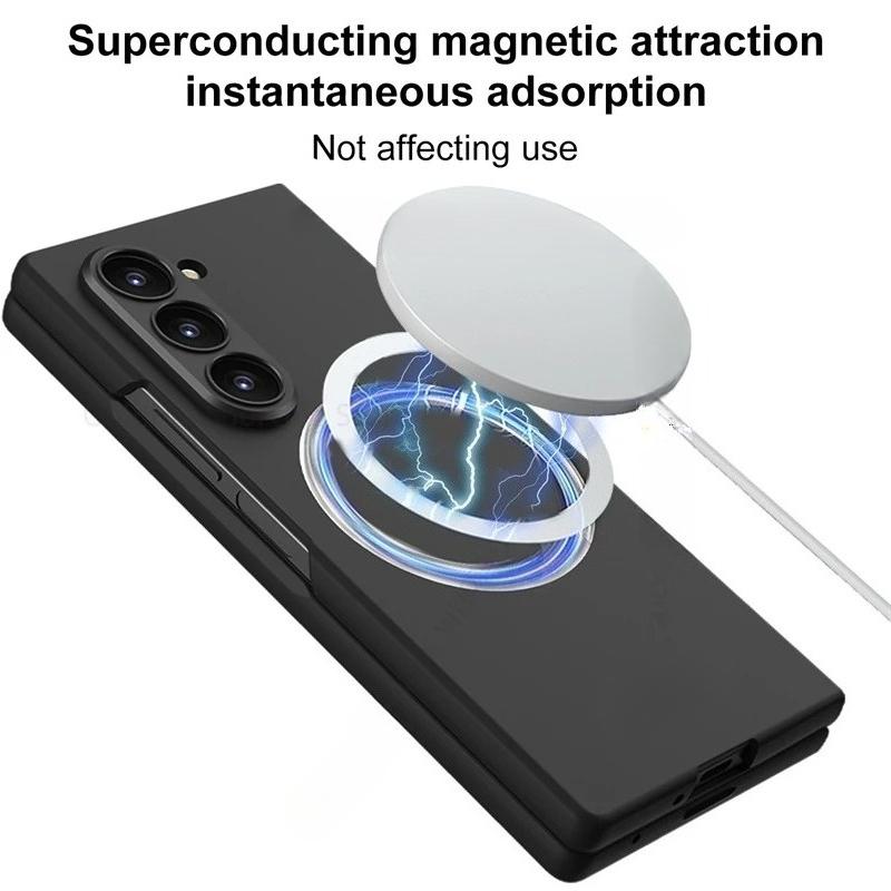 Luxury Magnetic Wireless Charging Rugged PC Case For Samsung Galaxy Z Fold 7 6 5 Full-pack Screen Front HD Film Shockproof Cover