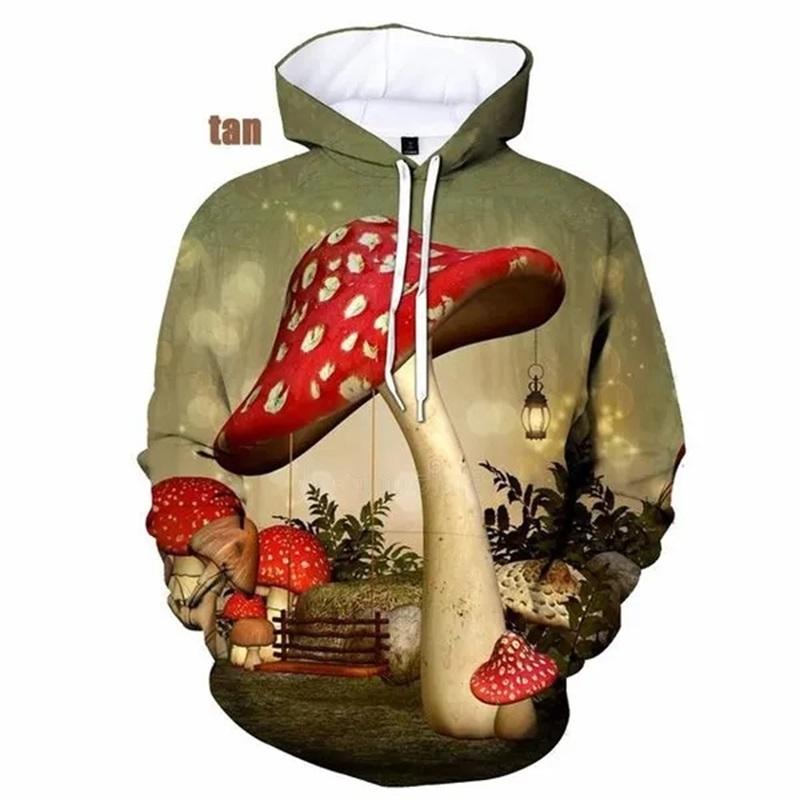 3D-tryck Svampgrafisk Hoodie Dam Pullover Sweatshirts Vår Höst Fulltryck Oversized Hoodie Designkläder Dam