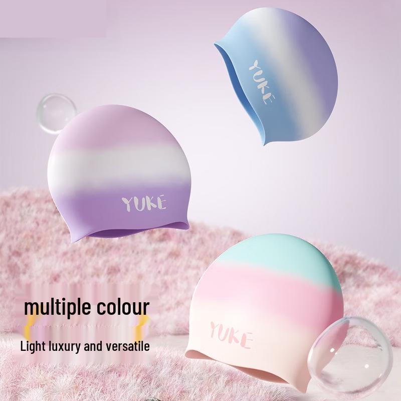 MDNG Women's Long Hair Waterproof Silicone Swim Cap & Goggles Set