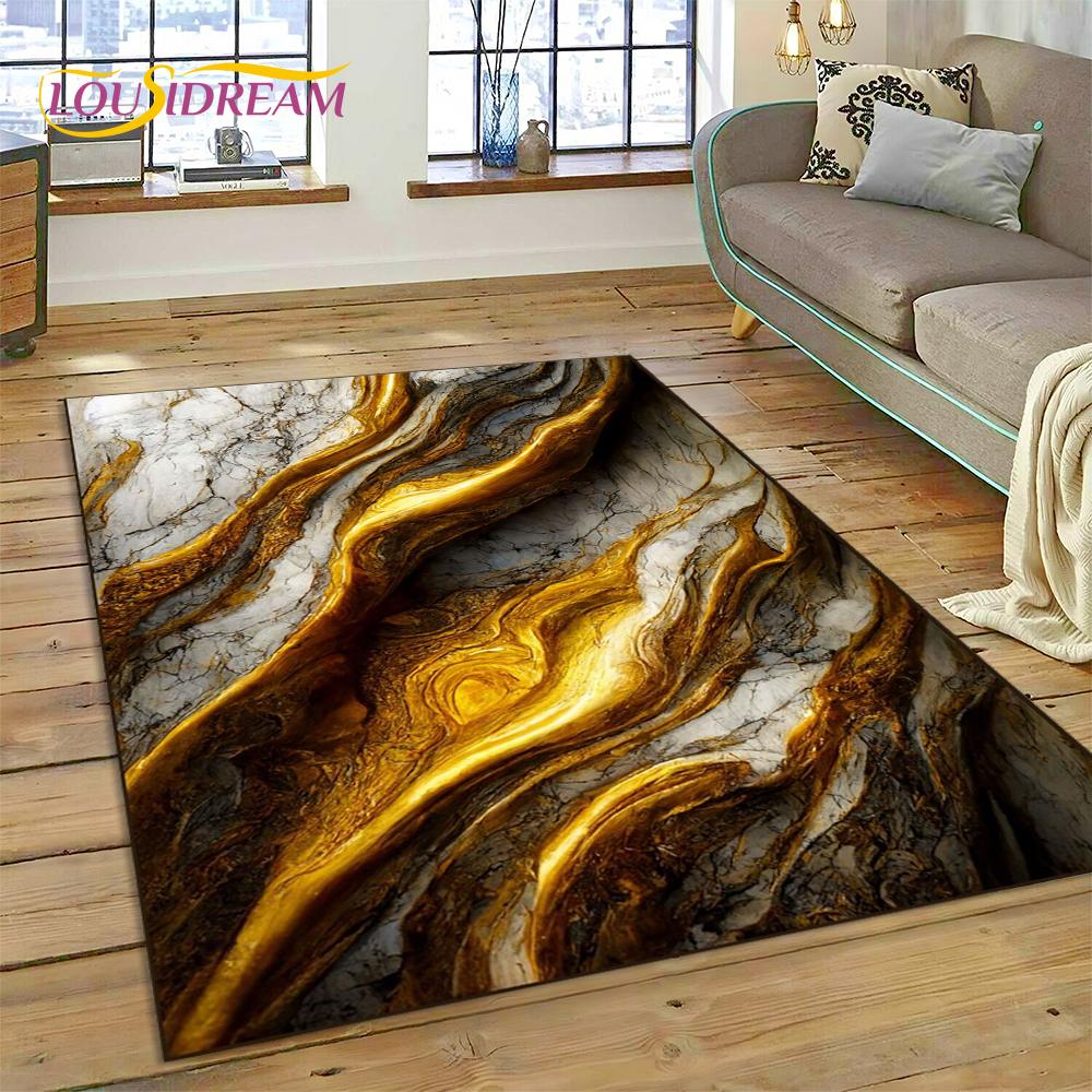 Dream Colour Marble Blue Green Gold Luxurious Carpet Rug for Home Living Room Bedroom Sofa Doormat Decor