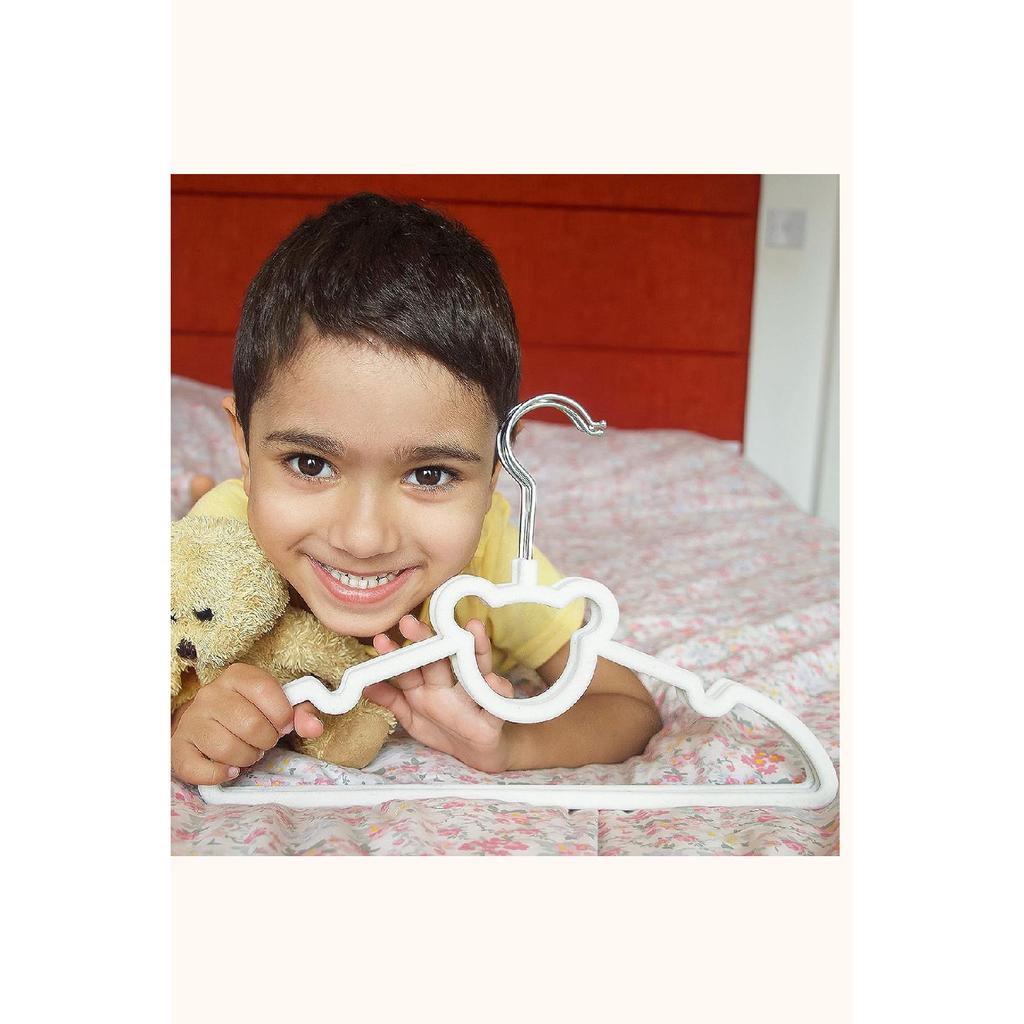 Teddy Bear Velvet Baby Kids Hanger Anti-slip Hanger Set Of 5 Rotating Hooks De231