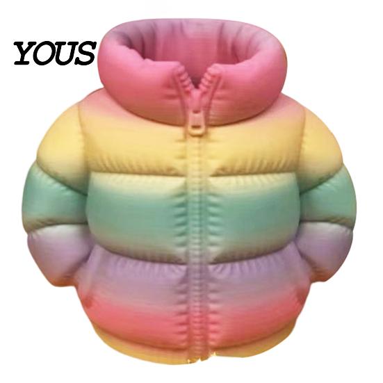 Creative Desktop Decoration Rainbow Down Coat Pen Holder, 3D Printed Puffer Jacket Colorful Gradient Stand Desk Organizer, Storage for Stationery And