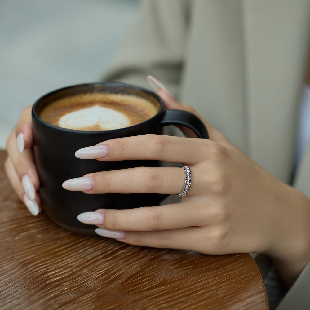 S925 Sterling Silver Women's Exquisite Pave Set Stackable Ring - Simple Oval/Square Design, Closed Style