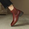 Krazing Pot Cow Skin Autumn Winter Shoes Concise Thick Heels Size 43 Size 42 Chelsea Boots Round Toe Slip on Retro Ankle Boots