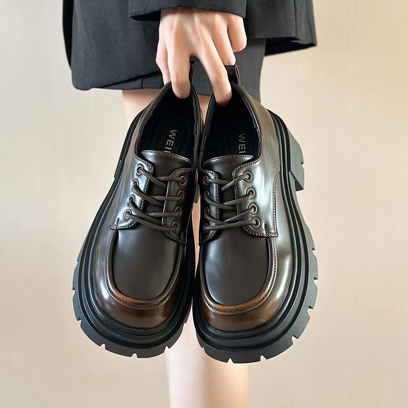 College style lace-up loafers women's 2025 new British ins Maillard platform small leather shoes Jk single shoes