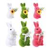 Flocking Moss Rabbit Statues Spring Rabbit Figurines Indoor Easter Decorations Decorative Ornament Table Centerpieces