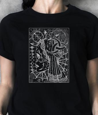 Moon Tarot Card T-Shirt and Kids Shirt: Halloween Witch Skull Gothic Tee,