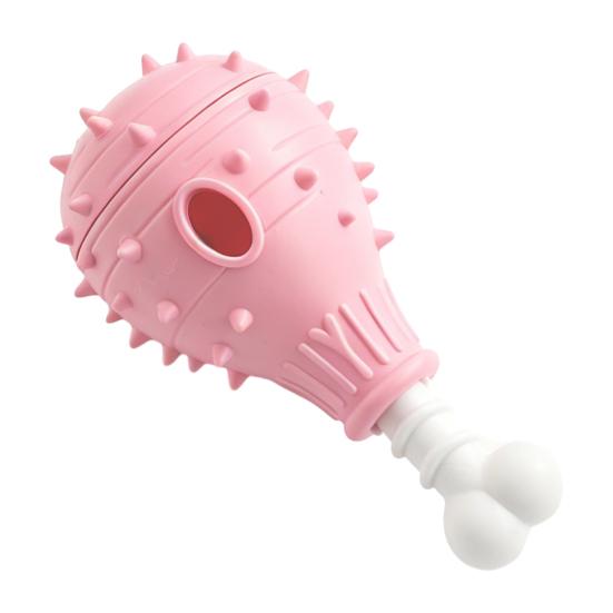 Safe Chewing Toys for Small Medium Large Dogs Dog Treat Dispenser Toy, Spiky Chicken Leg Chew Rubber Interactive Puppy Teething Puzzle Feeder