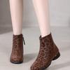 2025 Women's Leopard Print Ankle Boots – Trendy Autumn/Winter Slimming Low Heel Warm Leather Footwear