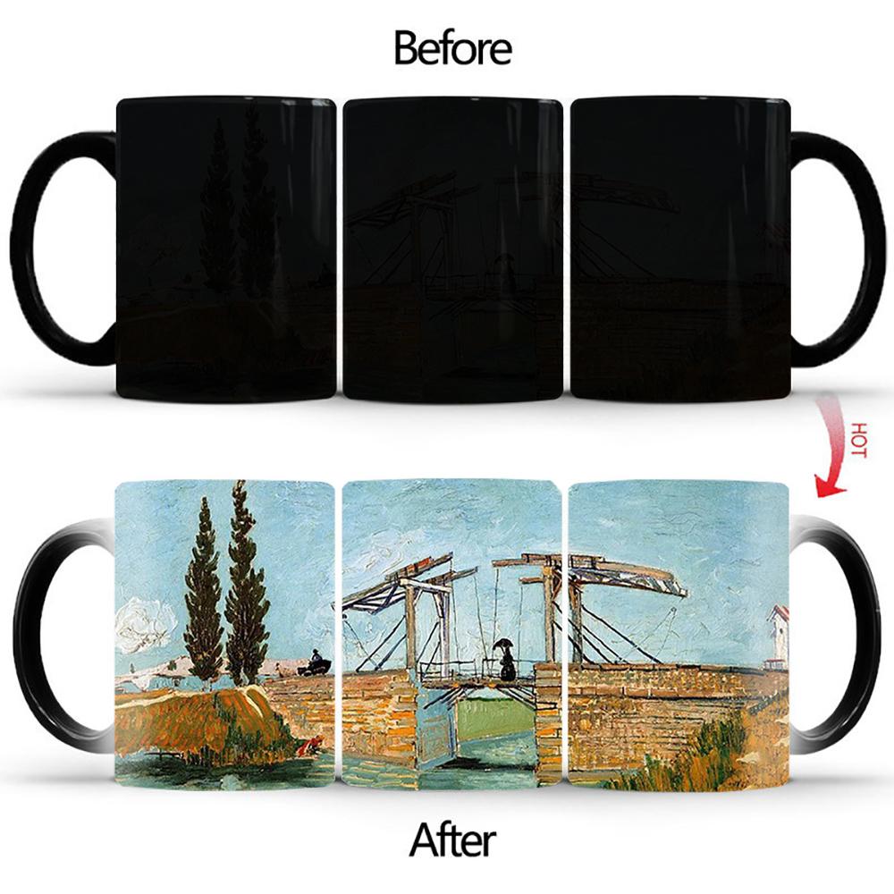 

Кружка для смены цвета Классическая картина маслом BSKT-161 Сублимационные стаканы Чашка для завтрака Обесцвечивание кружки для кофе Аниме Цветные чашки для смены цвета 301-400ml