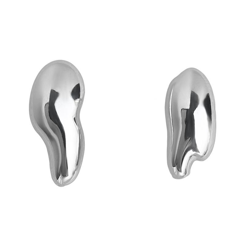 Original Thick Plated Real Gold Liquid Stud Earrings - Geometric Irregular High-End Fashion AB Style